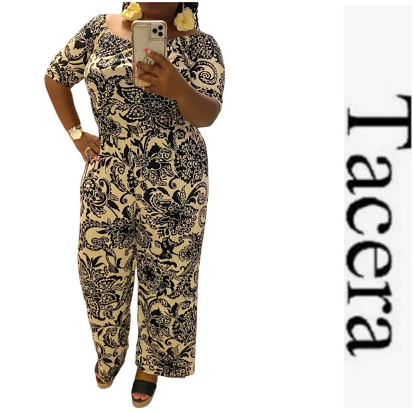 Brand New! Tacera Printed Navy/Coral Jumpsuit size PS - Picture 13 of 13